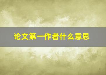 论文第一作者什么意思