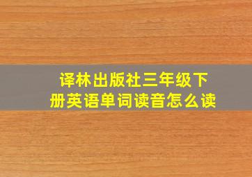 译林出版社三年级下册英语单词读音怎么读