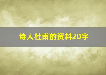 诗人杜甫的资料20字