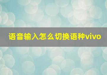 语音输入怎么切换语种vivo