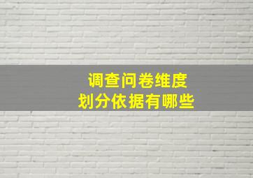 调查问卷维度划分依据有哪些