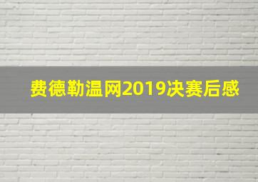 费德勒温网2019决赛后感