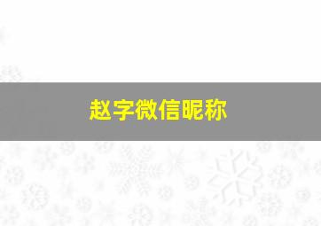 赵字微信昵称