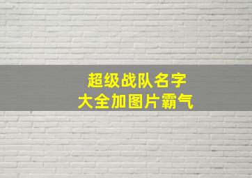 超级战队名字大全加图片霸气