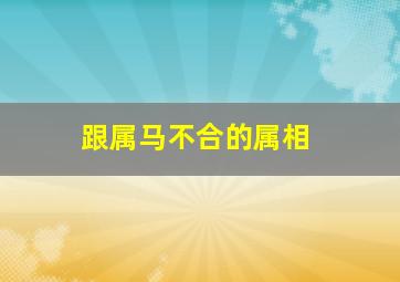 跟属马不合的属相