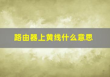 路由器上黄线什么意思