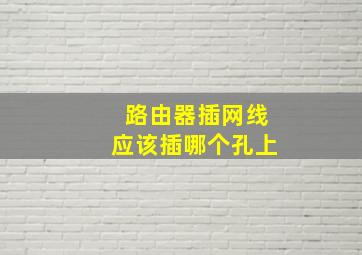 路由器插网线应该插哪个孔上