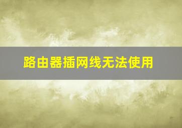 路由器插网线无法使用