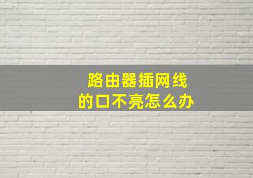 路由器插网线的口不亮怎么办