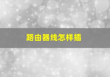 路由器线怎样插