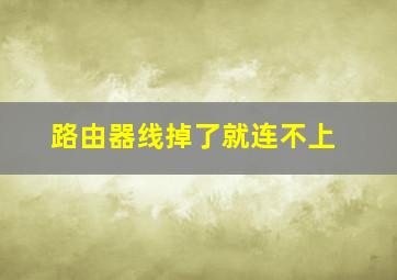 路由器线掉了就连不上