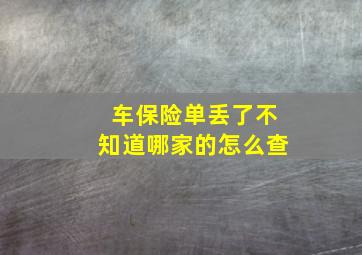 车保险单丢了不知道哪家的怎么查