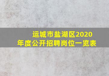 运城市盐湖区2020年度公开招聘岗位一览表