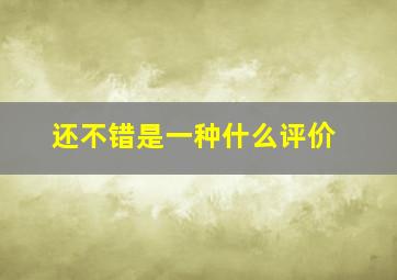 还不错是一种什么评价