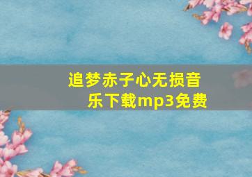 追梦赤子心无损音乐下载mp3免费