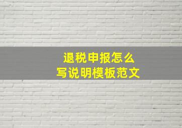 退税申报怎么写说明模板范文