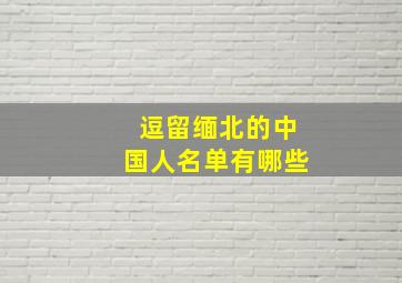 逗留缅北的中国人名单有哪些