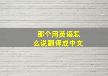 那个用英语怎么说翻译成中文