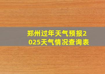 郑州过年天气预报2025天气情况查询表