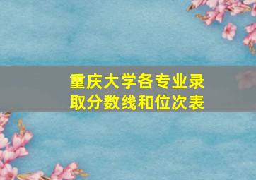 重庆大学各专业录取分数线和位次表