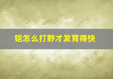 铠怎么打野才发育得快