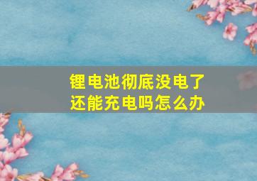 锂电池彻底没电了还能充电吗怎么办