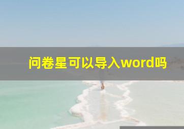 问卷星可以导入word吗