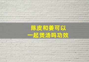 陈皮和姜可以一起煲汤吗功效