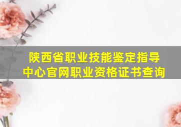 陕西省职业技能鉴定指导中心官网职业资格证书查询