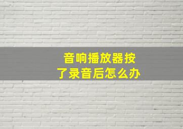 音响播放器按了录音后怎么办