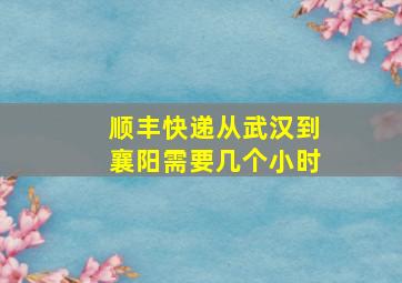 顺丰快递从武汉到襄阳需要几个小时