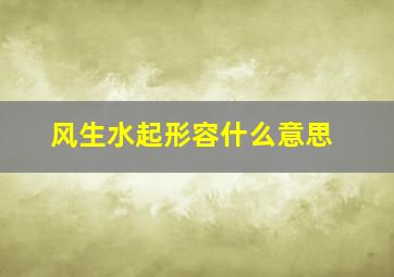 风生水起形容什么意思