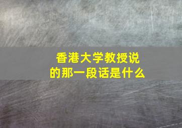 香港大学教授说的那一段话是什么