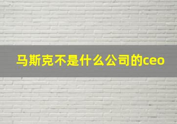 马斯克不是什么公司的ceo