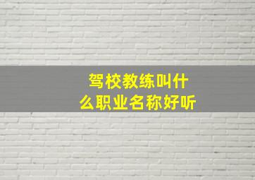 驾校教练叫什么职业名称好听