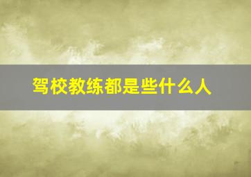 驾校教练都是些什么人