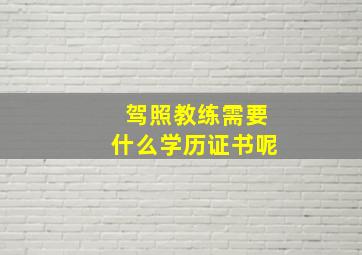 驾照教练需要什么学历证书呢