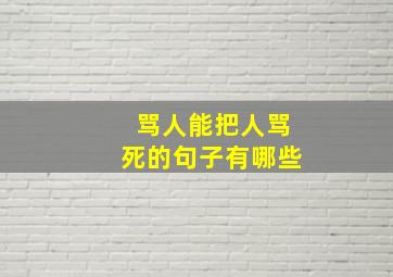 骂人能把人骂死的句子有哪些