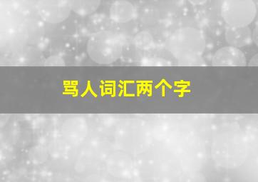 骂人词汇两个字