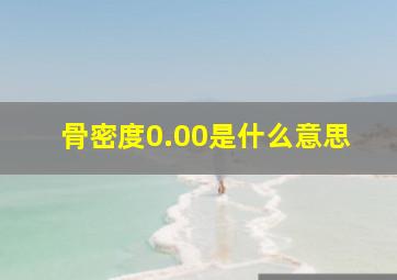 骨密度0.00是什么意思