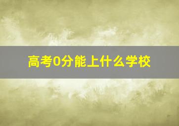 高考0分能上什么学校