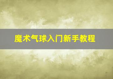 魔术气球入门新手教程