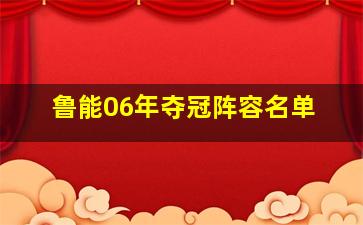 鲁能06年夺冠阵容名单