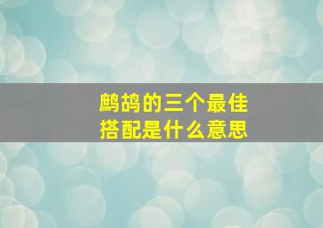 鹧鸪的三个最佳搭配是什么意思