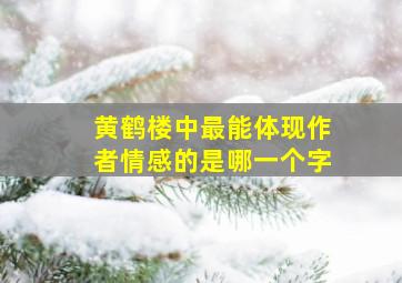 黄鹤楼中最能体现作者情感的是哪一个字