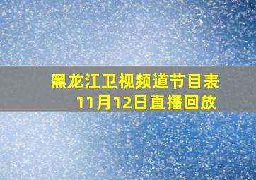 黑龙江卫视频道节目表11月12日直播回放