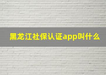 黑龙江社保认证app叫什么