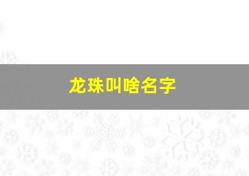 龙珠叫啥名字